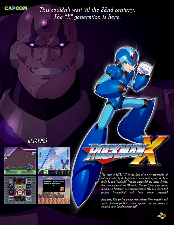 Mega Man X promotional poster mockup